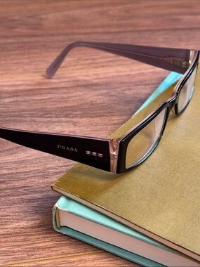 Prada Dark Brown \ Pink Rectangular Eyeglasses so 90s!!